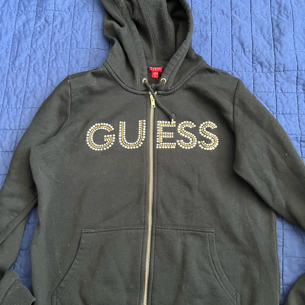 Guess Black Hoodie with Gold Details